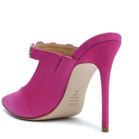 Schutz Elisah Pink Slip On Pointy Toe Embellished Upper High Stiletto Heel 5.5 - Picture 3 of 11